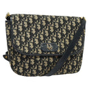 Christian Dior Trotter Canvas Shoulder Bag Navy Gold Auth 129648-1