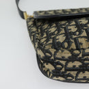 Christian Dior Trotter Canvas Shoulder Bag Navy Gold Auth 129648-9