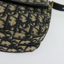 Christian Dior Trotter Canvas Shoulder Bag Navy Gold Auth 129648-14