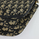 Christian Dior Trotter Canvas Shoulder Bag Navy Gold Auth 129648-16