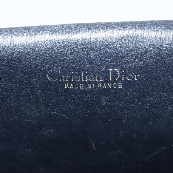 Christian Dior Trotter Canvas Shoulder Bag Navy Gold Auth 129648