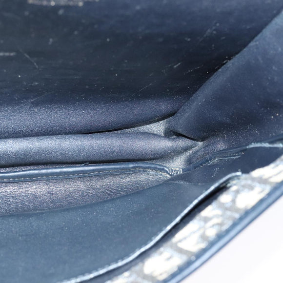 Christian Dior Trotter Canvas Shoulder Bag Navy Gold Auth 129648