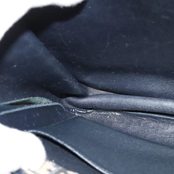 Christian Dior Trotter Canvas Shoulder Bag Navy Gold Auth 129648