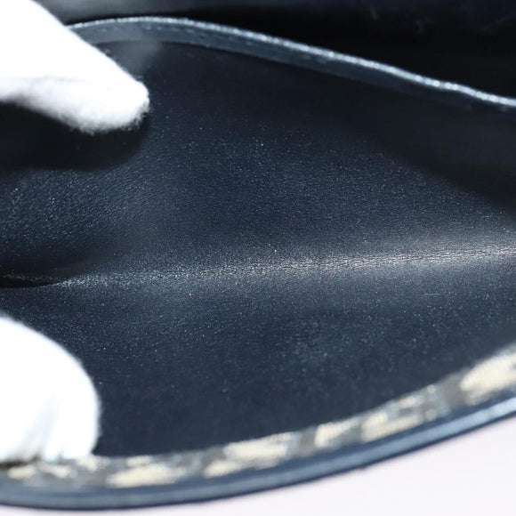 Christian Dior Trotter Canvas Shoulder Bag Navy Gold Auth 129648