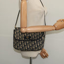 Christian Dior Trotter Canvas Shoulder Bag Navy Gold Auth 129648-21