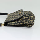 Christian Dior Trotter Canvas Shoulder Bag Navy Gold Auth 129648-3