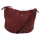 BALLY Shoulder Bag Leather Red Gold Auth 129654-1