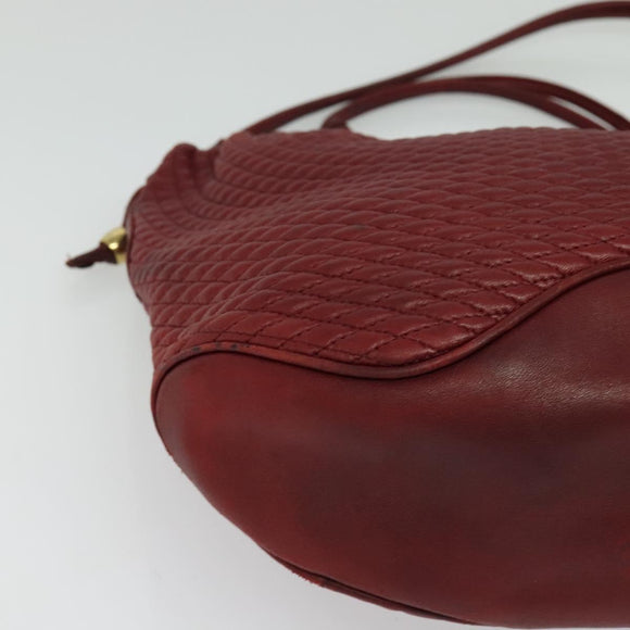 BALLY Shoulder Bag Leather Red Gold Auth 129654