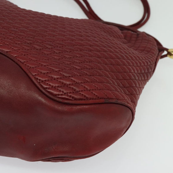 BALLY Shoulder Bag Leather Red Gold Auth 129654