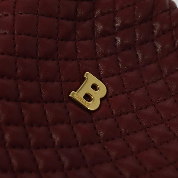BALLY Shoulder Bag Leather Red Gold Auth 129654