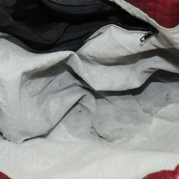 BALLY Shoulder Bag Leather Red Gold Auth 129654