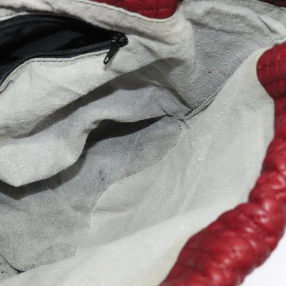 BALLY Shoulder Bag Leather Red Gold Auth 129654