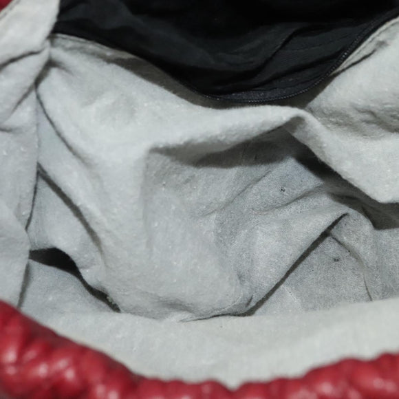 BALLY Shoulder Bag Leather Red Gold Auth 129654