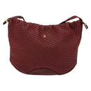 BALLY Shoulder Bag Leather Red Gold Auth 129654-13