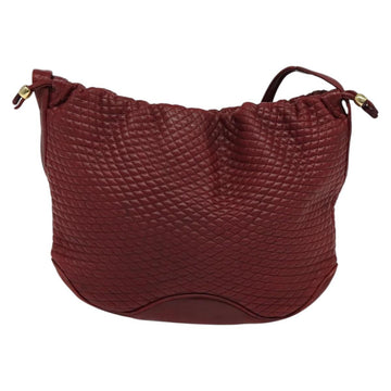 BALLY Shoulder Bag Leather Red Gold Auth 129654 - 0