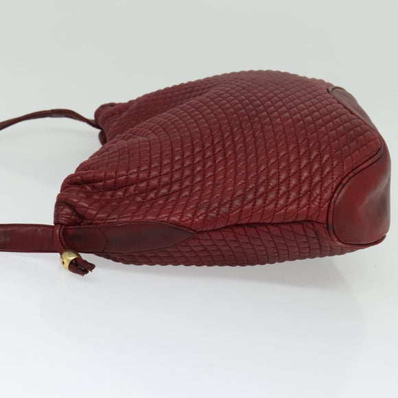 BALLY Shoulder Bag Leather Red Gold Auth 129654