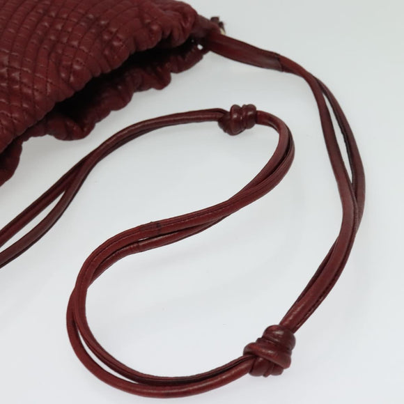 BALLY Shoulder Bag Leather Red Gold Auth 129654