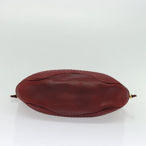 BALLY Shoulder Bag Leather Red Gold Auth 129654