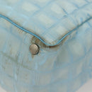 CHANEL New Travel line Tote Bag Light Blue Silver CC Auth 129655-15