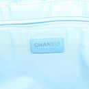 CHANEL New Travel line Tote Bag Light Blue Silver CC Auth 129655-17