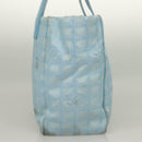 CHANEL New Travel line Tote Bag Light Blue Silver CC Auth 129655-5