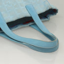 CHANEL New Travel line Tote Bag Light Blue Silver CC Auth 129655-8
