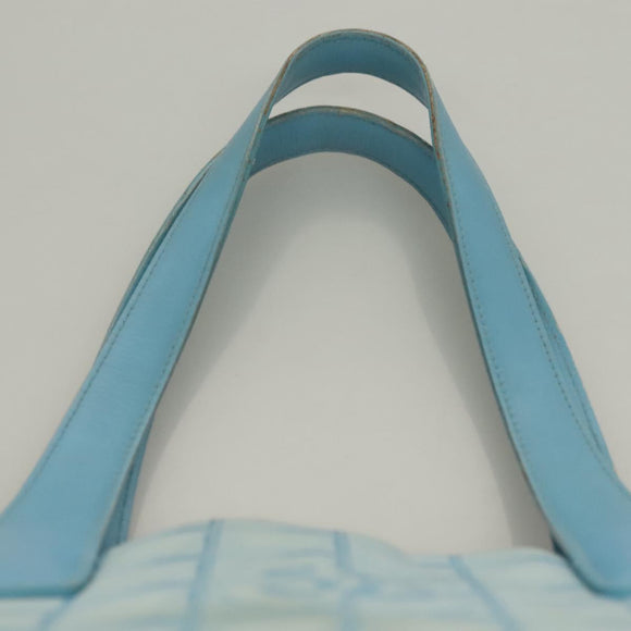 CHANEL New Travel line Tote Bag Light Blue Silver CC Auth 129655