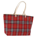 BURBERRY Nova Check Tote Bag Nylon Red Auth 129656-1