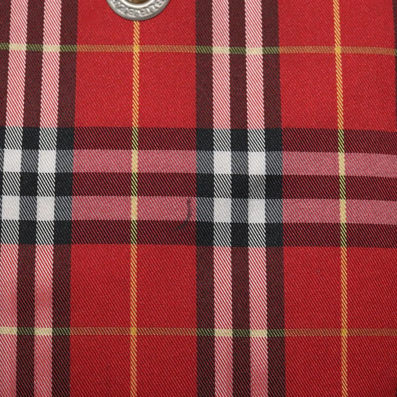 BURBERRY Nova Check Tote Bag Nylon Red Auth 129656