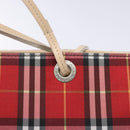 BURBERRY Nova Check Tote Bag Nylon Red Auth 129656-15