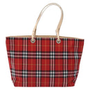 BURBERRY Nova Check Tote Bag Nylon Red Auth 129656-2