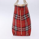 BURBERRY Nova Check Tote Bag Nylon Red Auth 129656-4