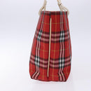 BURBERRY Nova Check Tote Bag Nylon Red Auth 129656-5