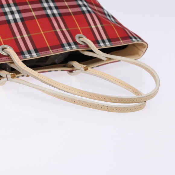 BURBERRY Nova Check Tote Bag Nylon Red Auth 129656