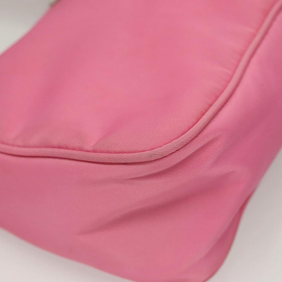 PRADA Hand Bag Nylon Pink Silver Auth 129678