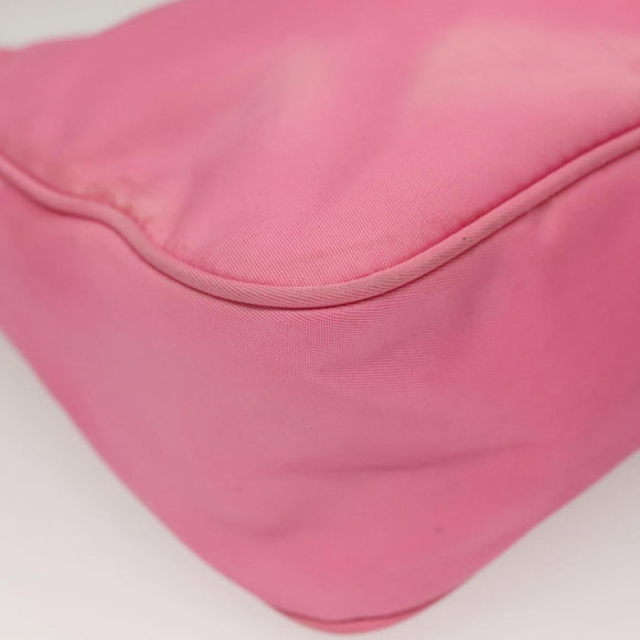PRADA Hand Bag Nylon Pink Silver Auth 129678