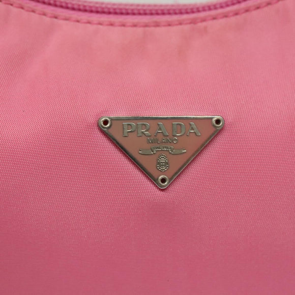 PRADA Hand Bag Nylon Pink Silver Auth 129678