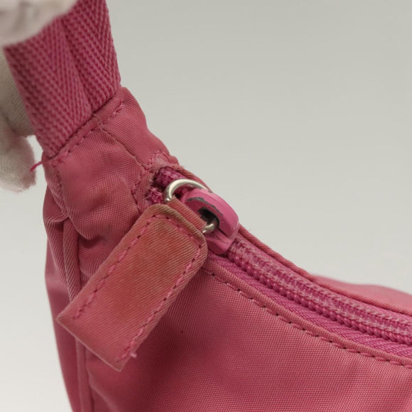 PRADA Hand Bag Nylon Pink Silver Auth 129678