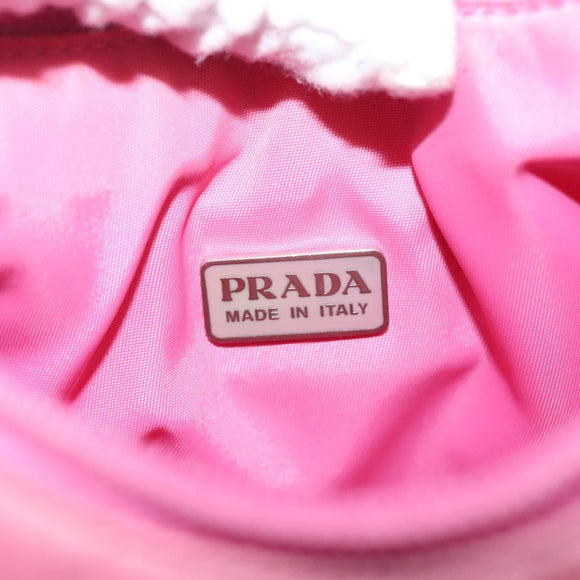 PRADA Hand Bag Nylon Pink Silver Auth 129678