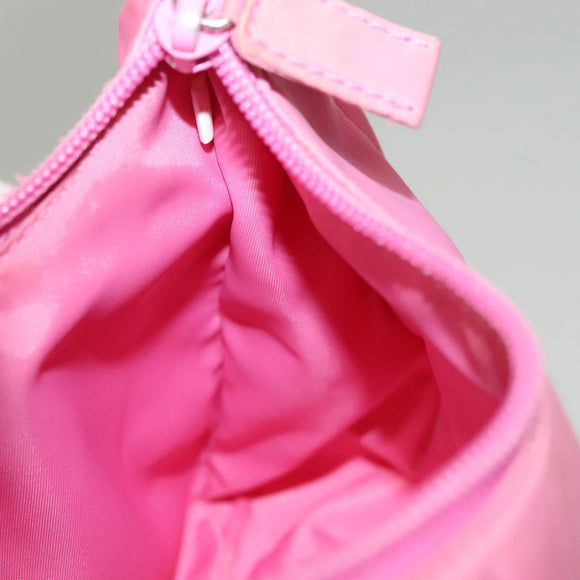 PRADA Hand Bag Nylon Pink Silver Auth 129678