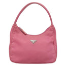 PRADA Hand Bag Nylon Pink Silver Auth 129678-13