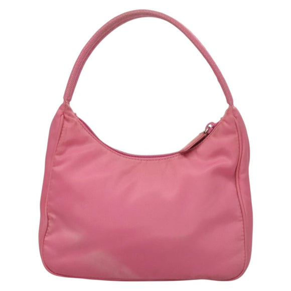 PRADA Hand Bag Nylon Pink Silver Auth 129678