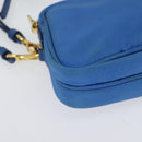 PRADA Shoulder Bag Nylon Gold Blue Auth 129679-9