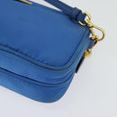 PRADA Shoulder Bag Nylon Gold Blue Auth 129679-14