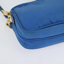 PRADA Shoulder Bag Nylon Gold Blue Auth 129679-15