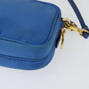 PRADA Shoulder Bag Nylon Gold Blue Auth 129679A-16