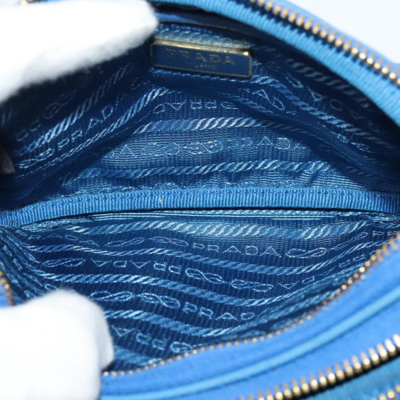 PRADA Shoulder Bag Nylon Gold Blue Auth 129679A