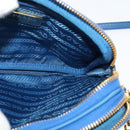 PRADA Shoulder Bag Nylon Gold Blue Auth 129679A-19