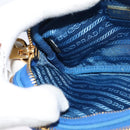 PRADA Shoulder Bag Nylon Gold Blue Auth 129679-20