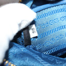 PRADA Shoulder Bag Nylon Gold Blue Auth 129679-11